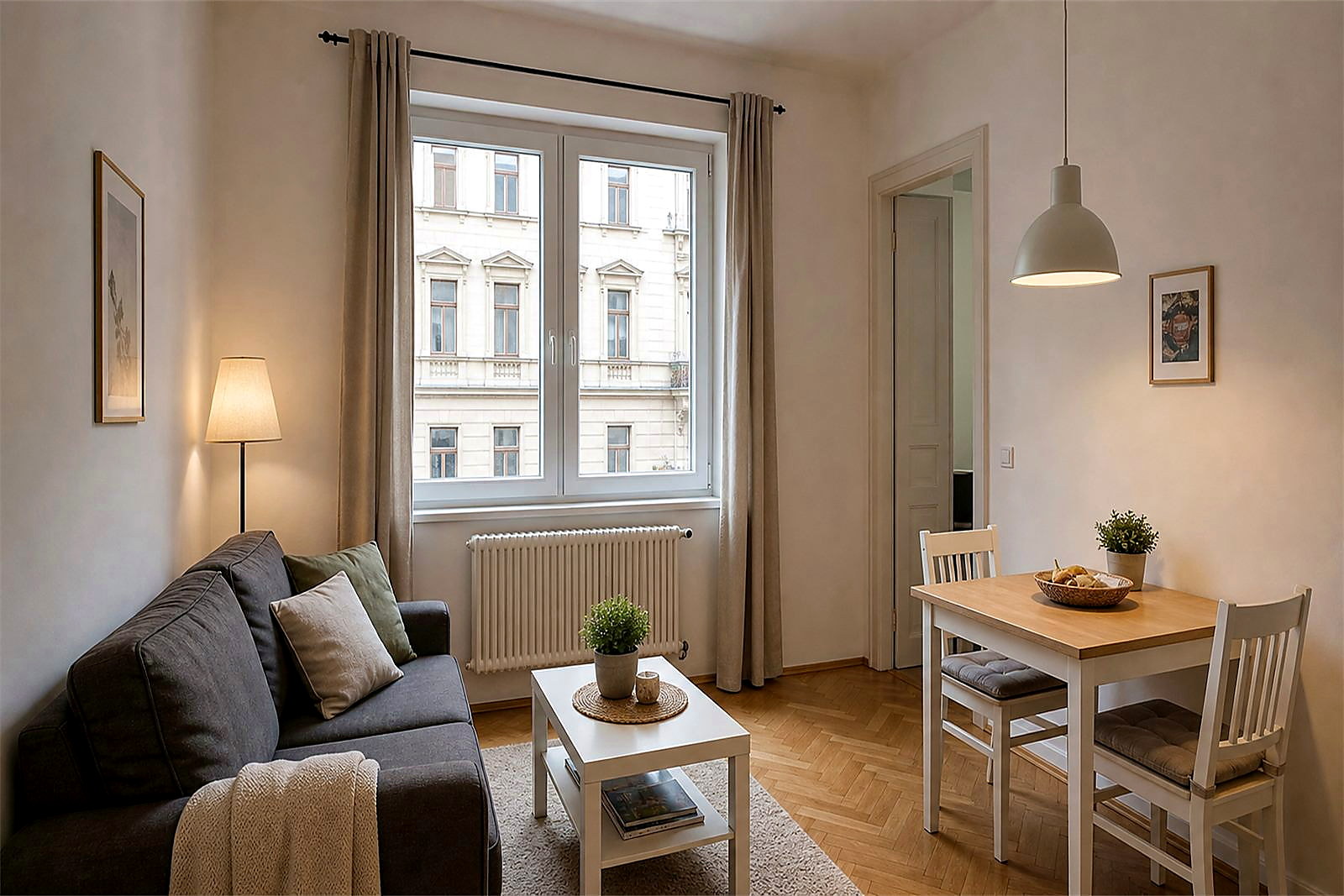 Wohnzimmer einer Airbnb-Unterkunft in Sopron, vorbereitet für Gäste