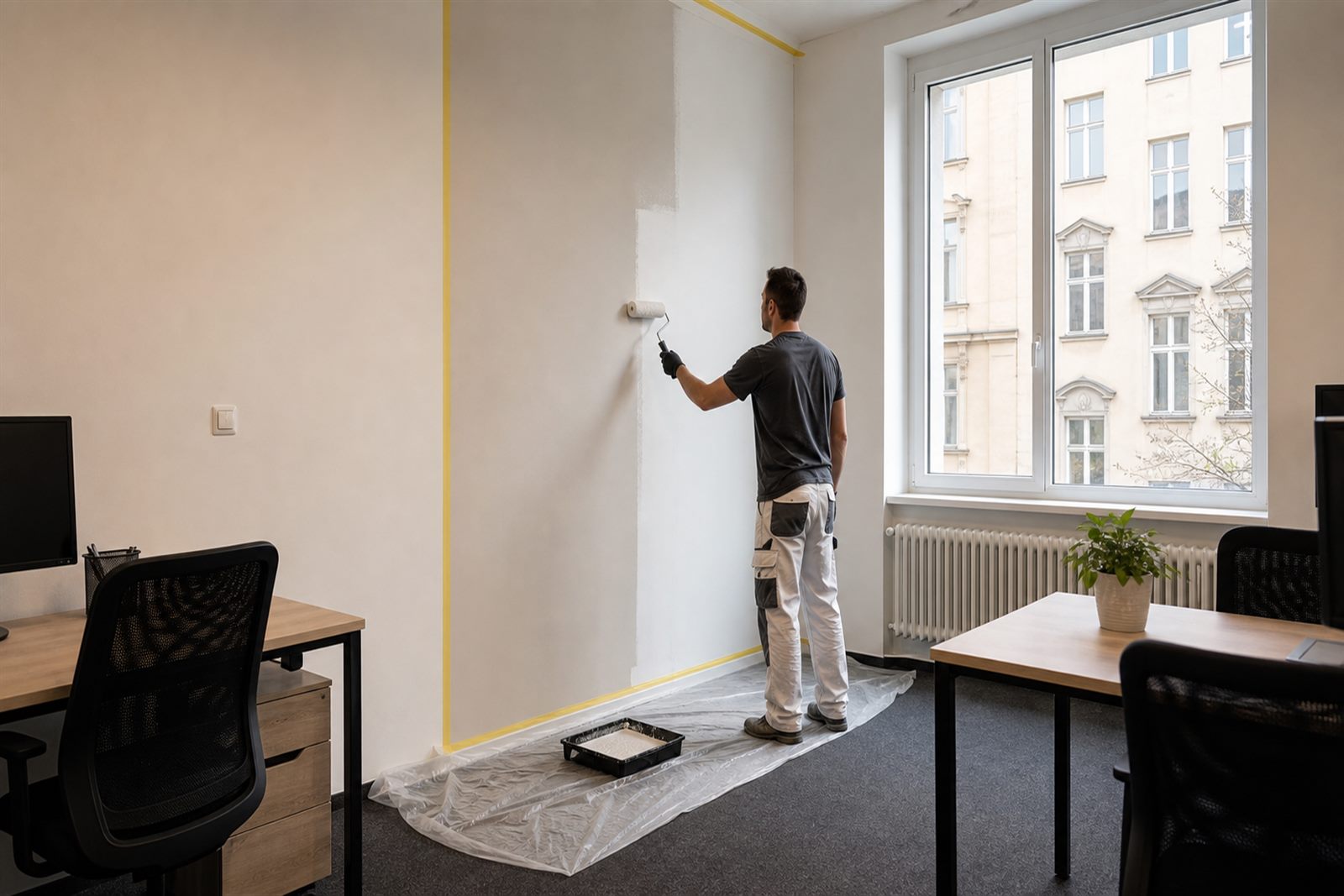 Wandausbesserung in einem Büro in Sopron im Rahmen der Immobilienpflege