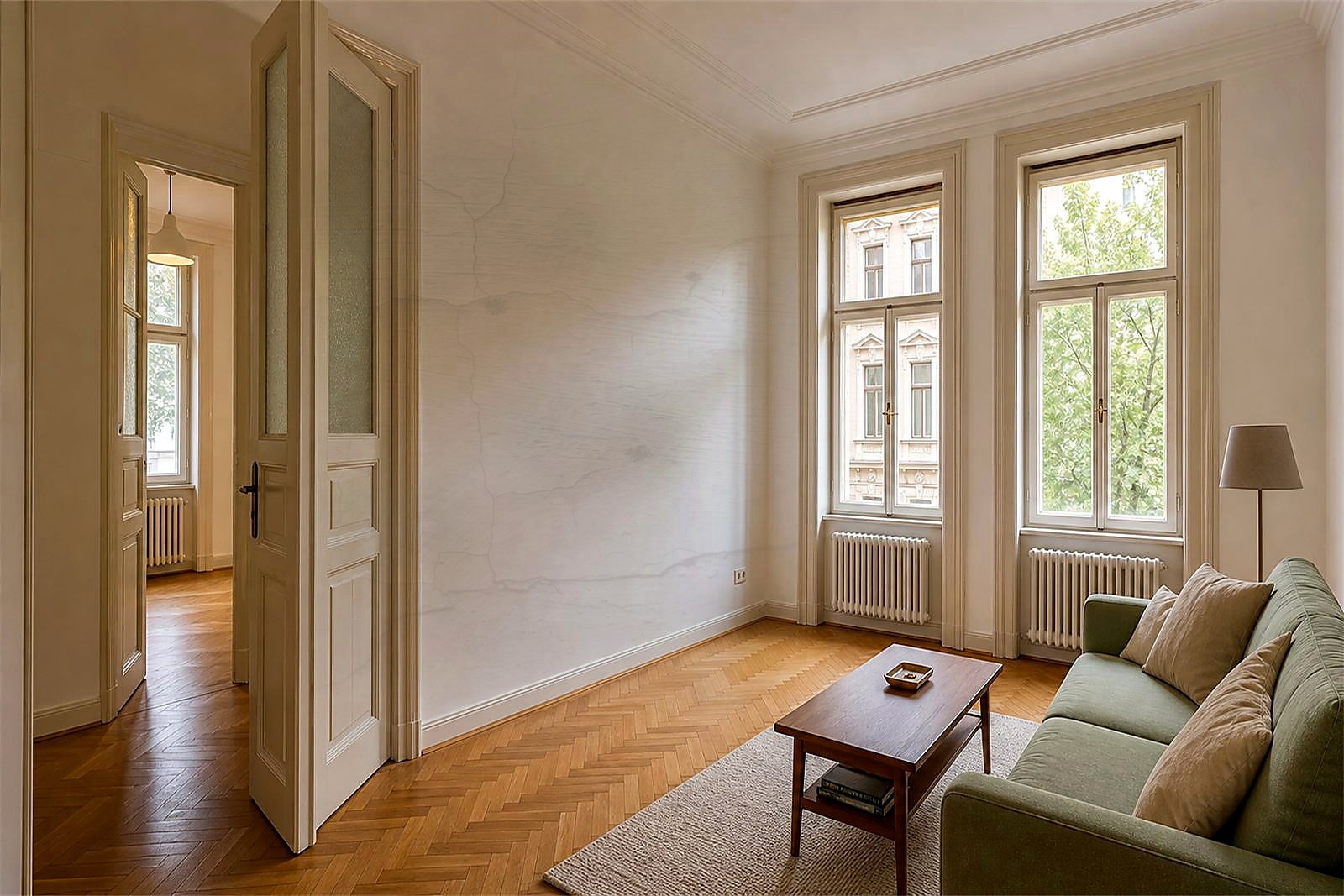 Wand einer Wohnung in Sopron vor der Malerauffrischung